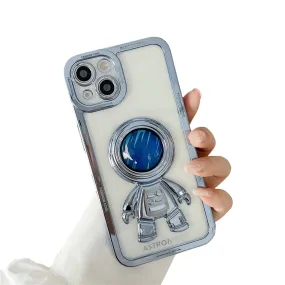 Anymob iPhone Case Ocean Blue Chromed Astronaut Foldable Holder Phone Cover