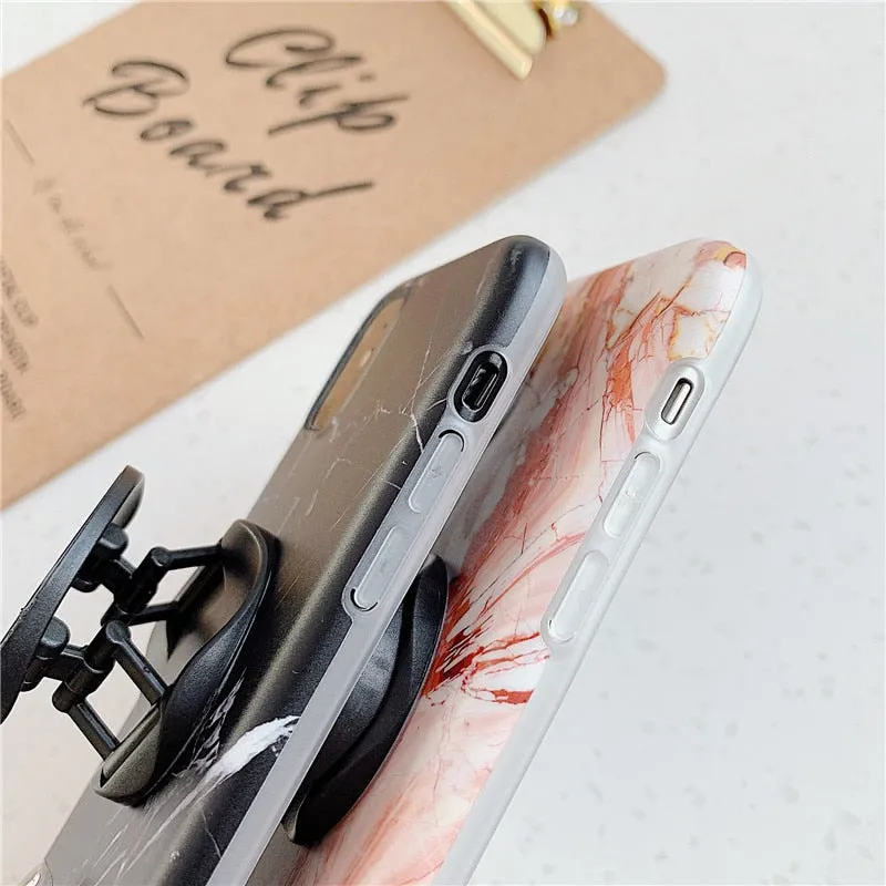 Anymob iPhone Case Ocean Blue Holder Stand Marble Back Silicon Phone Cover