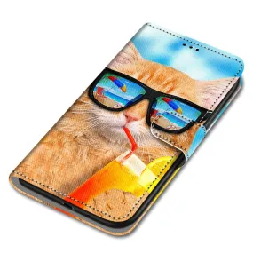 Anymob iPhone Case Orange Cat Cartoon Painted Flip Wallet Leather Phone Cover