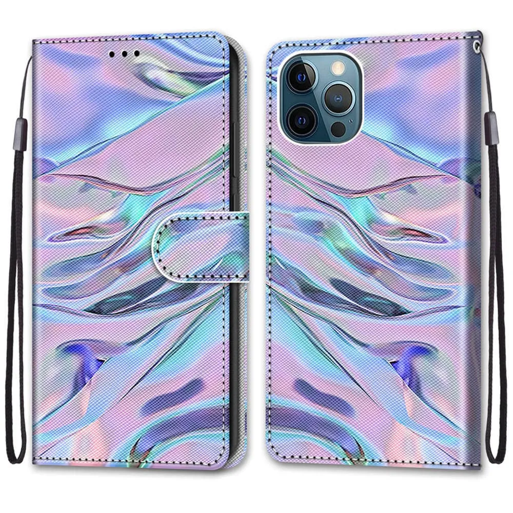Anymob iPhone Case Pink Flip Leather Wallet Animal Painting Phone Book Style Cover