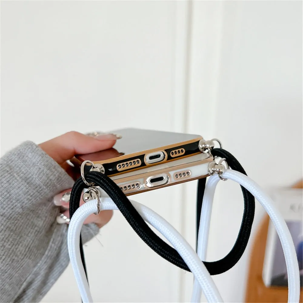 Anymob iPhone Case Pink Necklace Lanyard Silicon Phone Cord Strap Cover