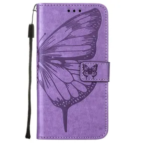 Anymob iPhone Case Purple Embossed Butterfly Flip Magnetic Wallet Leather Phone Cover