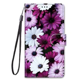Anymob iPhone Case Purple Flower Lovely Cartoon Cat Phone Bag Flip Wallet Leather Protection Cover