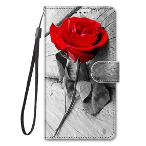 Anymob iPhone Case Red Rose Lovely Cartoon Cat Phone Bag Flip Wallet Leather Protection Cover