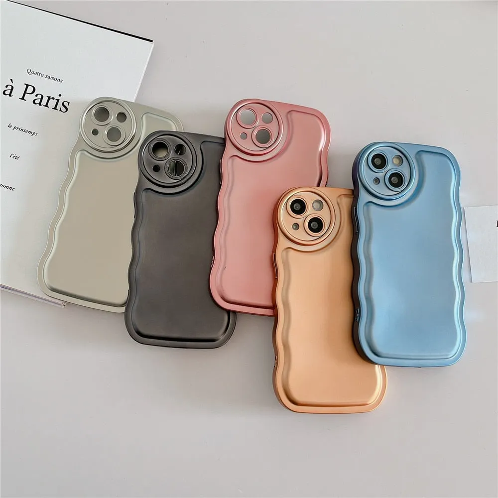 Anymob iPhone Case Silver Curly Wave Plating Air Cushion Soft Silicon Shockproof Cover