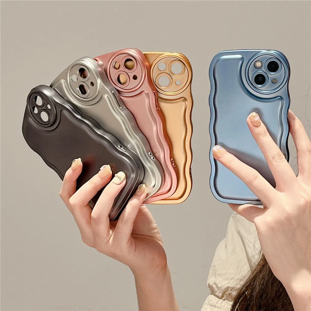 Anymob iPhone Case Silver Curly Wave Plating Air Cushion Soft Silicon Shockproof Cover