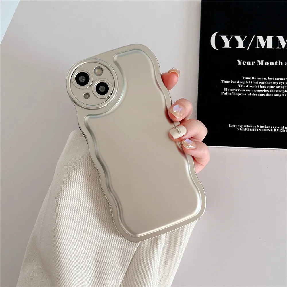 Anymob iPhone Case Silver Curly Wave Plating Air Cushion Soft Silicon Shockproof Cover