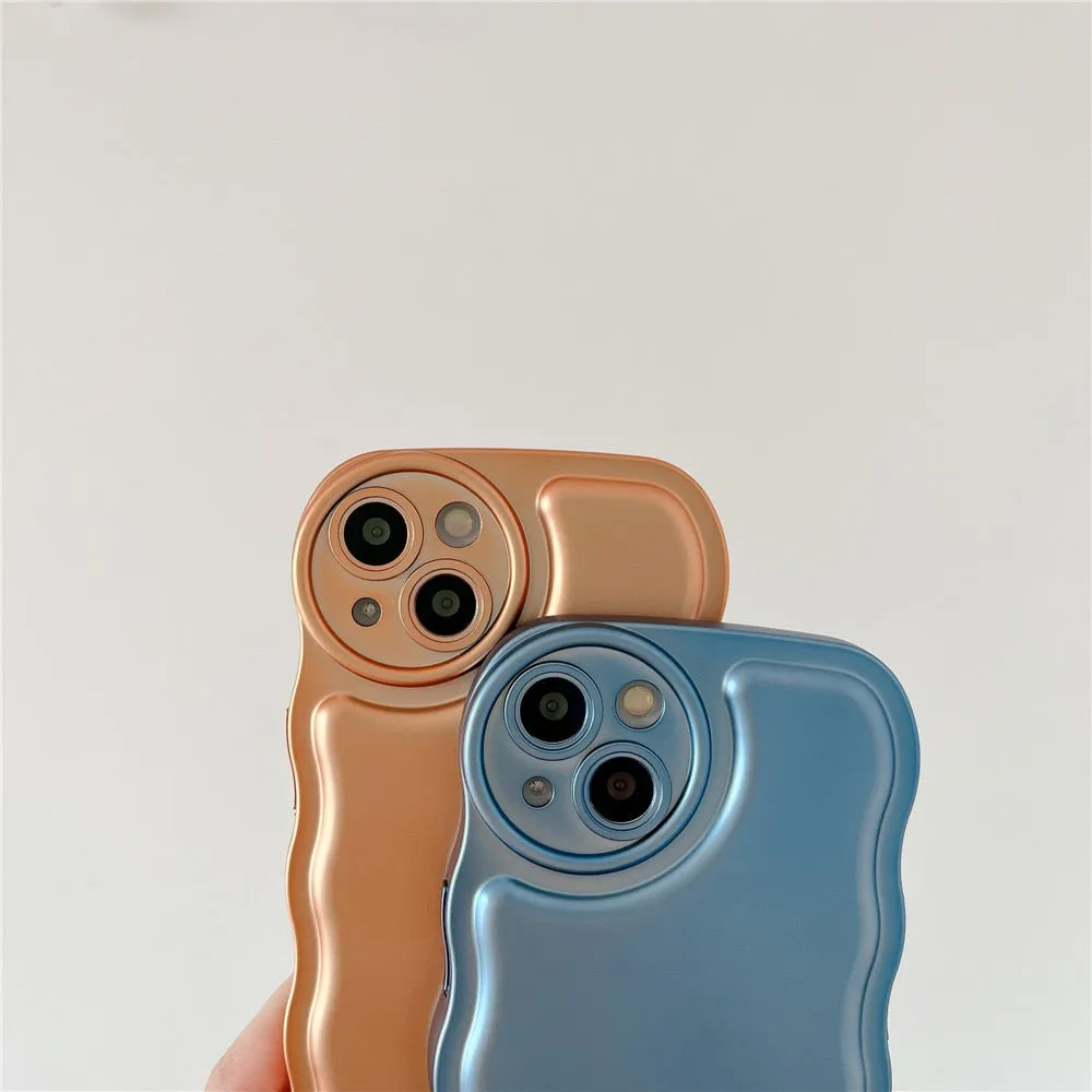 Anymob iPhone Case Silver Curly Wave Plating Air Cushion Soft Silicon Shockproof Cover