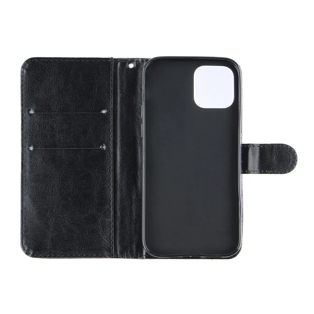 Anymob iPhone Case Sky Blue Flip Painted Wallet Leather Cover