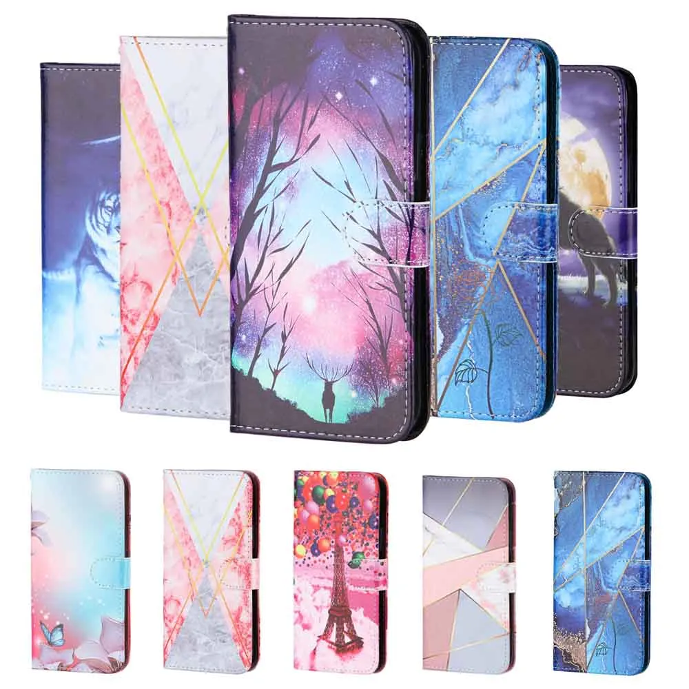 Anymob iPhone Case Sky Blue Flip Painted Wallet Leather Cover