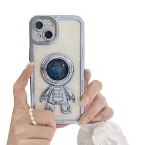 Anymob iPhone Case Space Blue Chromed Astronaut Foldable Holder Phone Cover