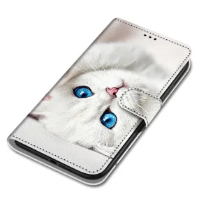 Anymob iPhone Case White Cat Cartoon Painted Flip Wallet Leather Phone Cover