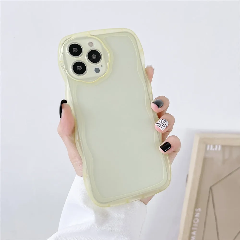 Anymob iPhone Case White Curly Wavy Shockproof Bumper Transparent Silicon Cover