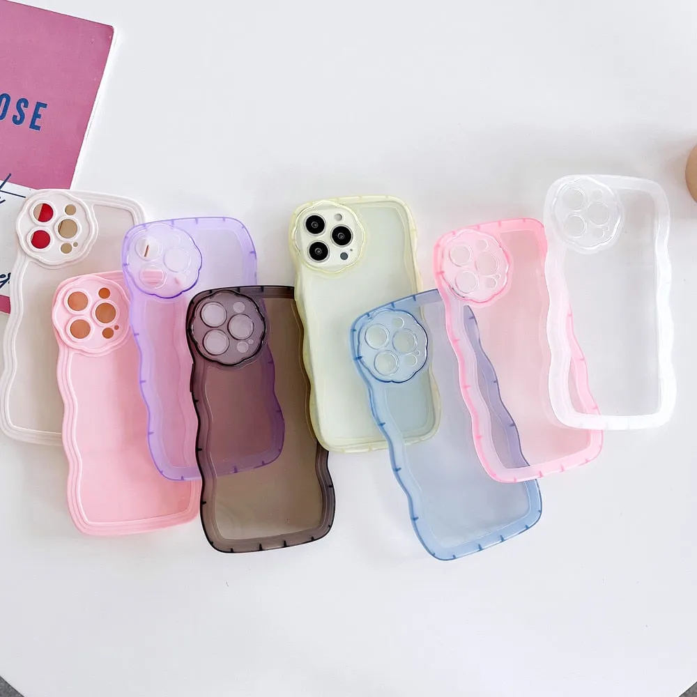 Anymob iPhone Case White Curly Wavy Shockproof Bumper Transparent Silicon Cover