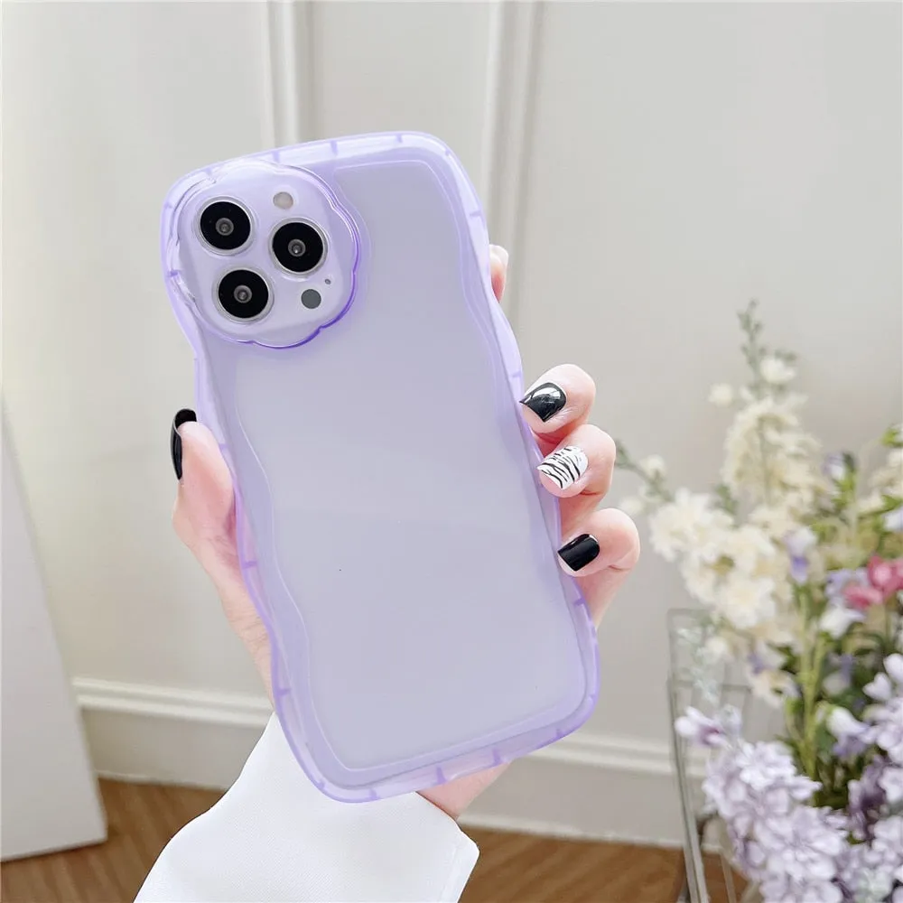 Anymob iPhone Case White Curly Wavy Shockproof Bumper Transparent Silicon Cover