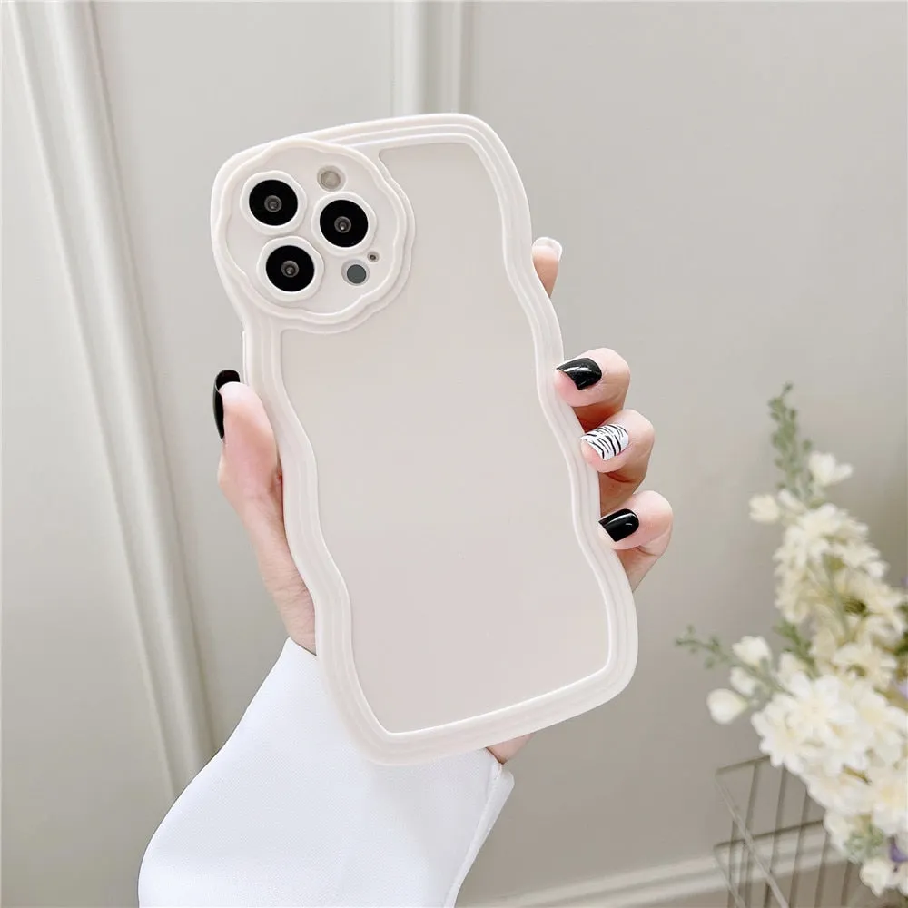 Anymob iPhone Case White Curly Wavy Shockproof Bumper Transparent Silicon Cover