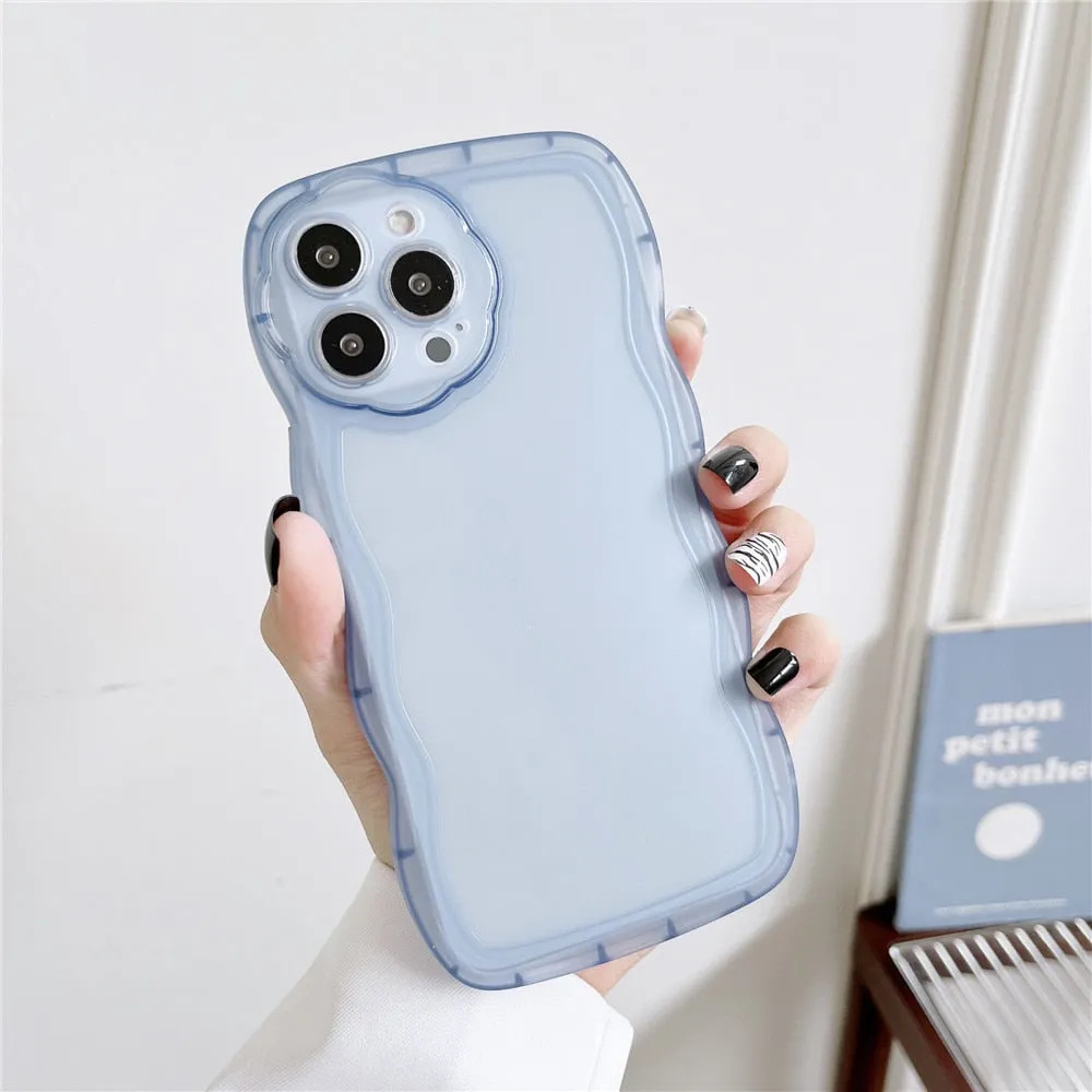 Anymob iPhone Case White Curly Wavy Shockproof Bumper Transparent Silicon Cover