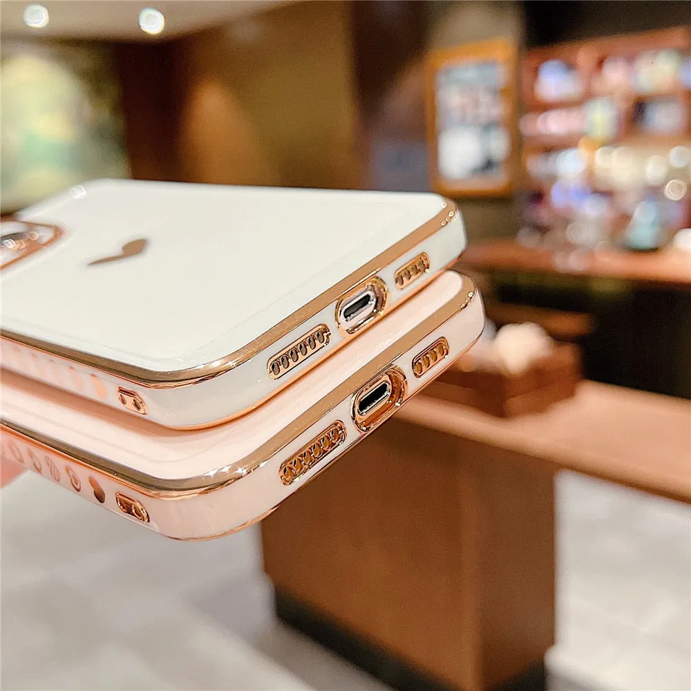 Anymob iPhone Case White Soft Silicone Bracelet Electroplate Shockproof Strap Cover