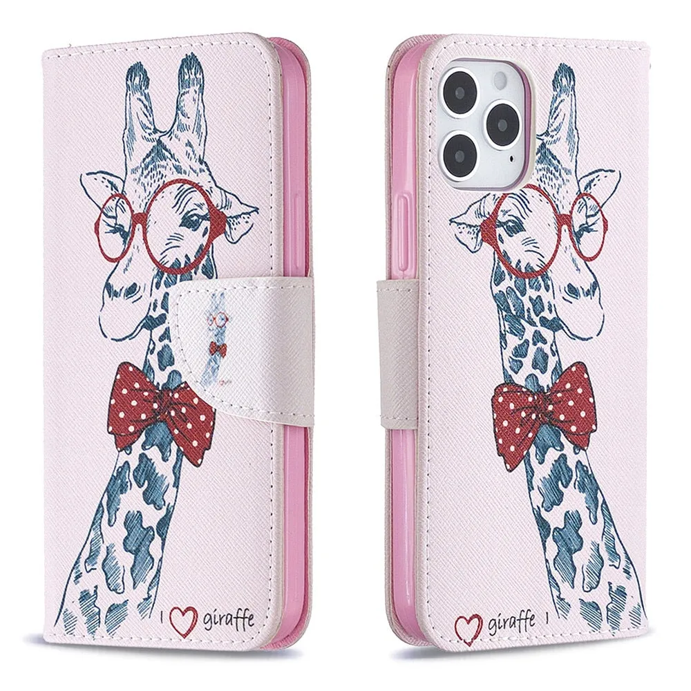 Anymob iPhone Case White with Blue Butterfly Flip Cover Fashion Painted Wallet Leather Bag Shell