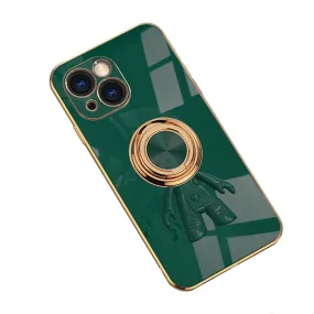 Anymob iPhone Green Astronaut Magnetic Bracket Phone Case Plating Shell