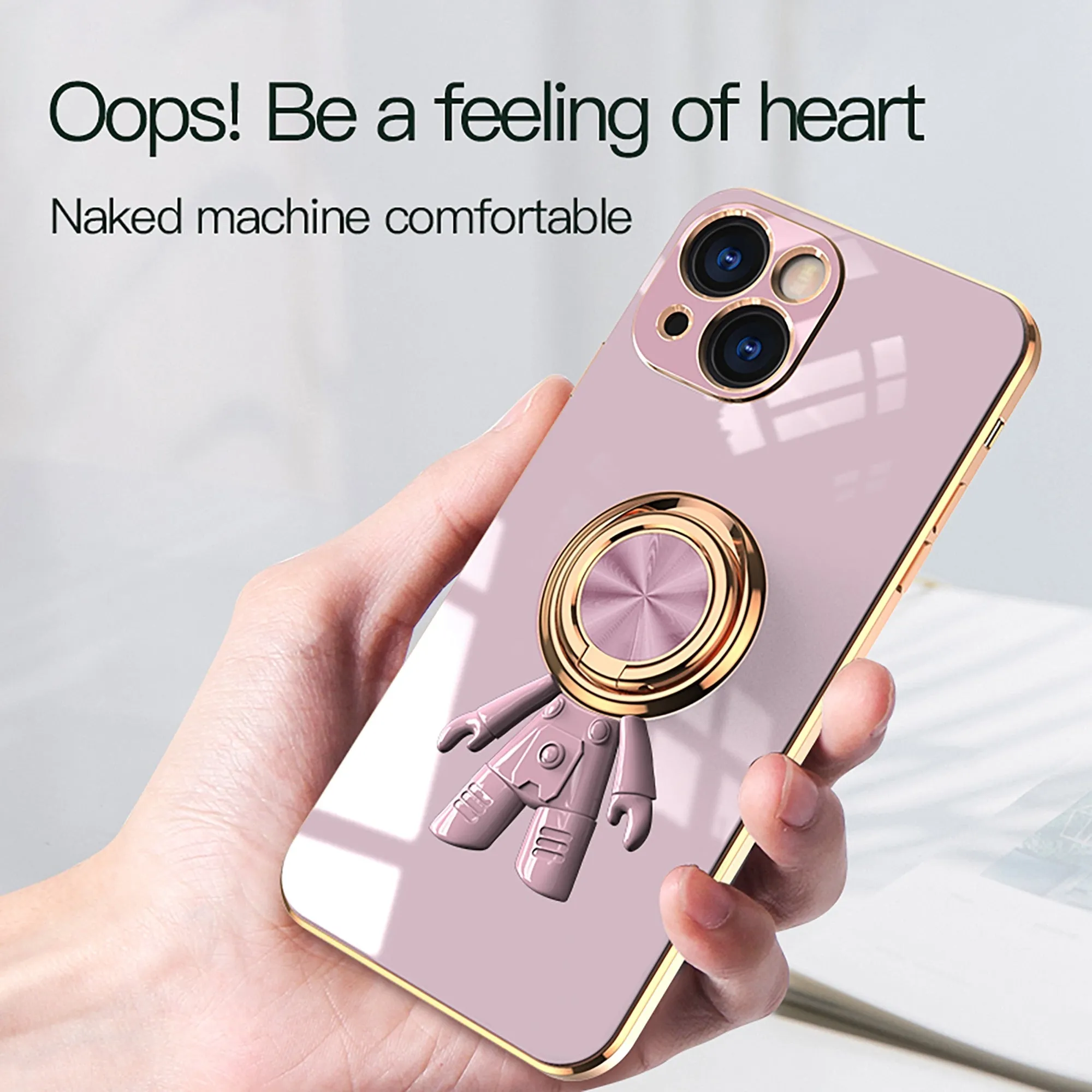 Anymob iPhone Green Astronaut Magnetic Bracket Phone Case Plating Shell