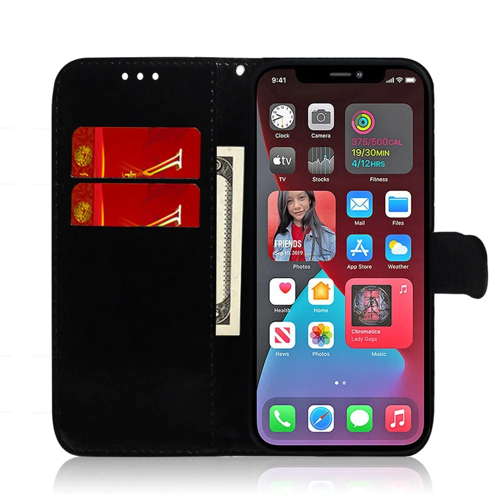 Anymob iPhone Grey Smooth Surface Mirror Leather Case Flip Wallet With Card Slots Cover