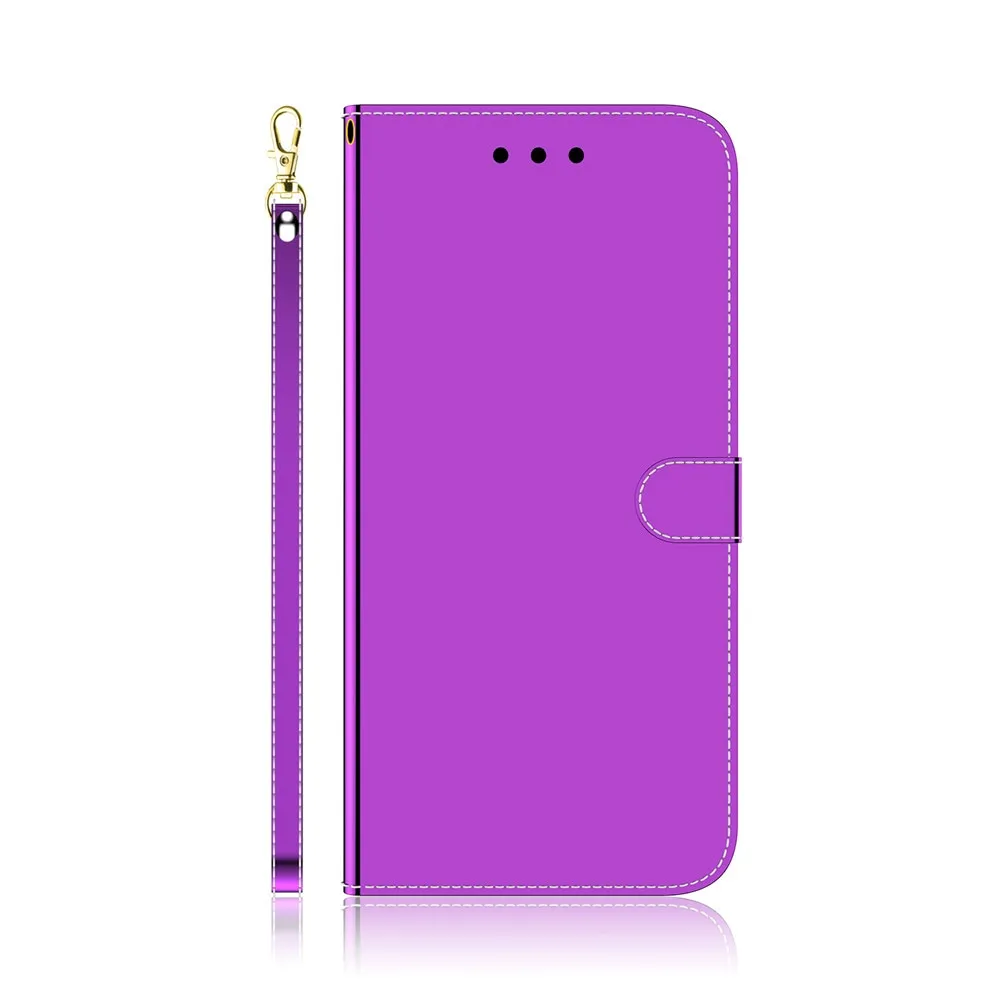 Anymob iPhone Grey Smooth Surface Mirror Leather Case Flip Wallet With Card Slots Cover