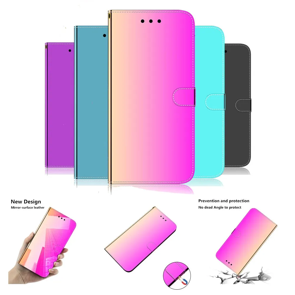 Anymob iPhone Grey Smooth Surface Mirror Leather Case Flip Wallet With Card Slots Cover