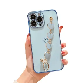 Anymob iPhone Light Blue Electroplated Bracelet Love Heart Phone Case Soft Back Cover