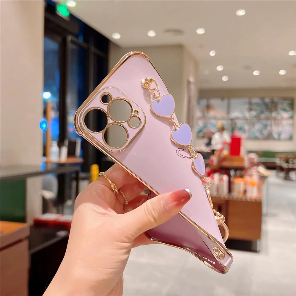 Anymob iPhone Light Blue Electroplated Bracelet Love Heart Phone Case Soft Back Cover