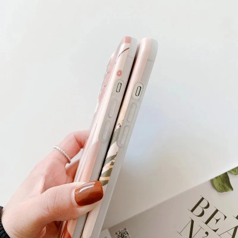 Anymob iPhone Peach Branch Pattern Phone Case Soft Silicone Back Cover