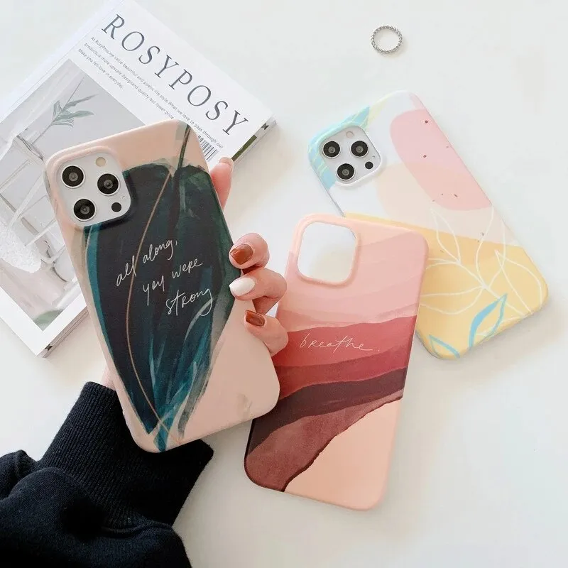 Anymob iPhone Peach Branch Pattern Phone Case Soft Silicone Back Cover