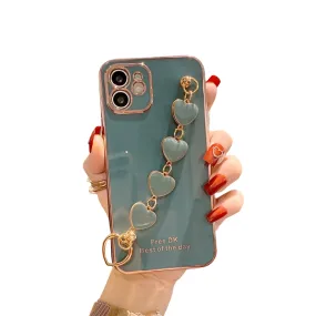 Anymob iPhone Pine Love Heart Bracelet Chain Soft Case Plating Phone Cover