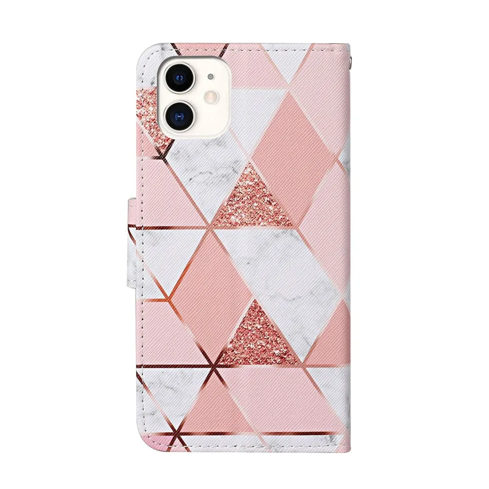 Anymob iPhone Pink Bear Flip Leather Phone Case With Wallet Slot Cases Cover