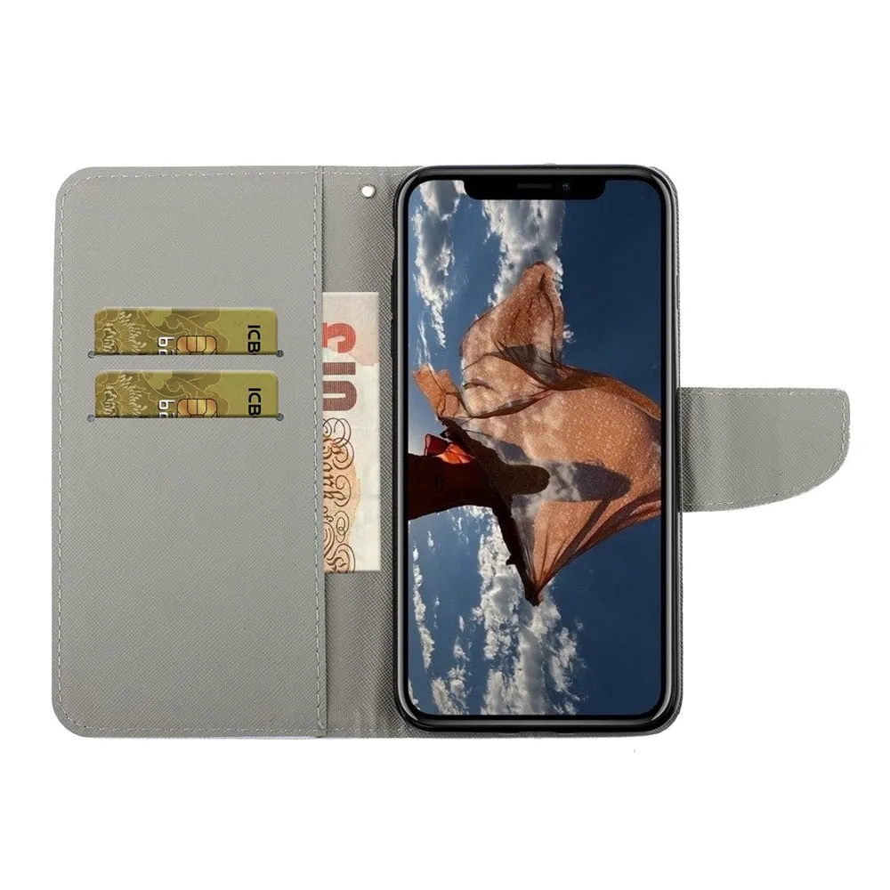Anymob iPhone Pink Bear Flip Leather Phone Case With Wallet Slot Cases Cover