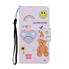 Anymob iPhone Pink Bear Flip Leather Phone Case With Wallet Slot Cases Cover