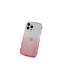 Anymob iPhone Pink Gradient Clear Curly Wave Phone Case Shockproof Transparent Cover