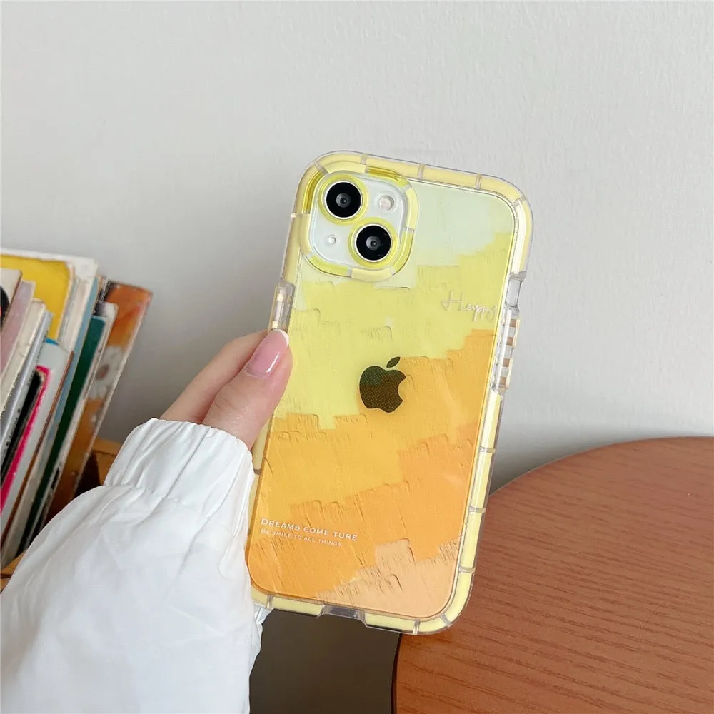 Anymob iPhone Pink Graffiti Oil Painting Phone Case Luminous Shockproof Soft Cover