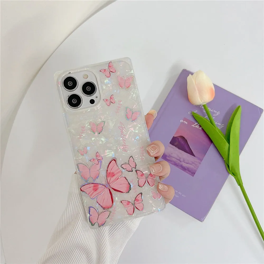 Anymob iPhone Pink Shining Dream Case With Butterfly Shell Phone Cover