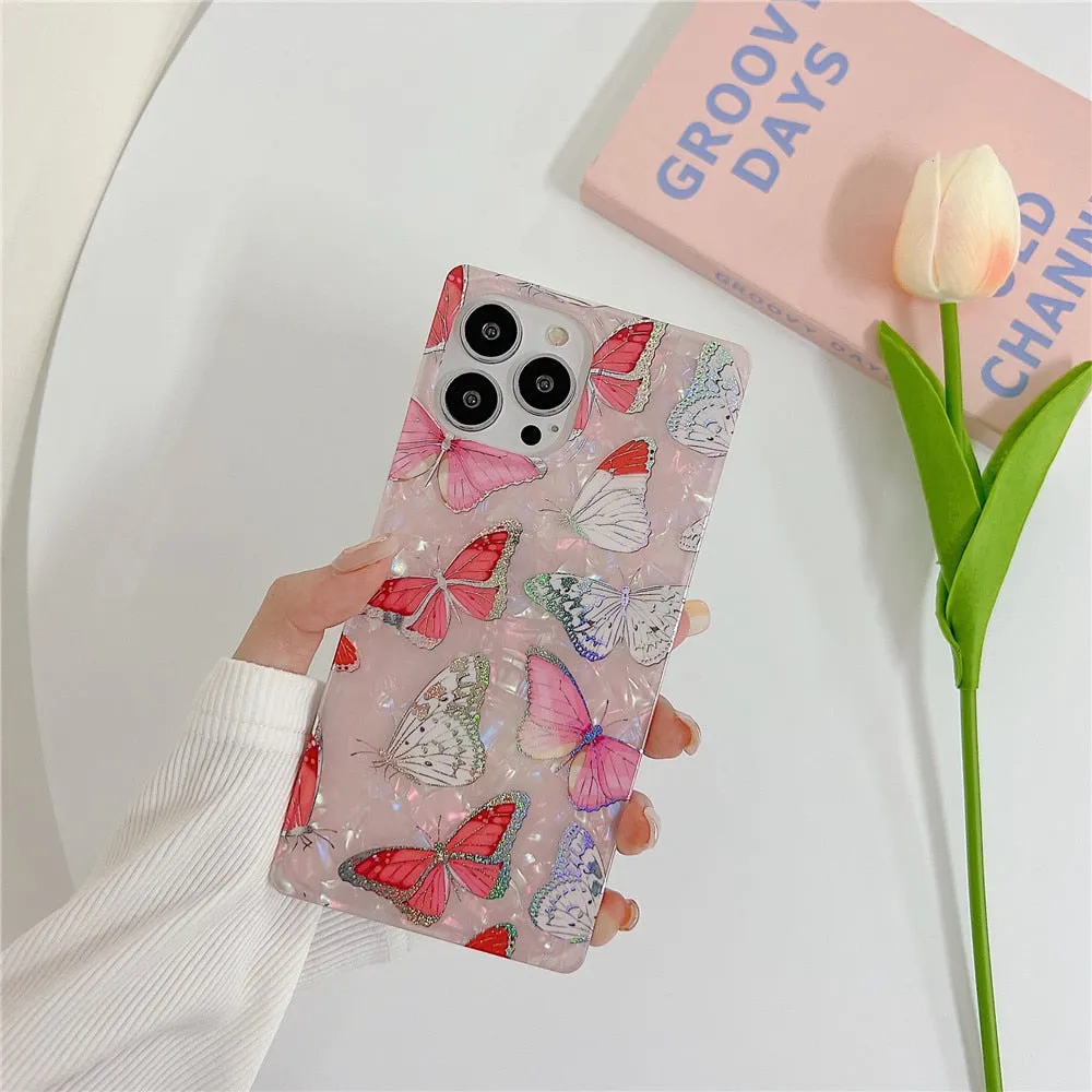 Anymob iPhone Pink Shining Dream Case With Butterfly Shell Phone Cover