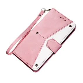 Anymob IPhone Pink Splicing Flip Leather Phone Cases Wallet Book Style Cover