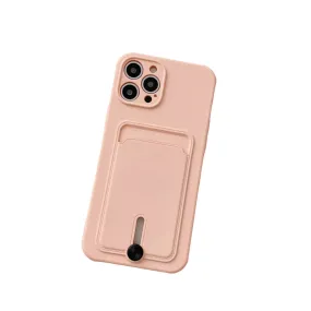 Anymob iPhone Pink Wallet Card Holder Soft Silicone Phone Case Candy Color Shockproof Cover