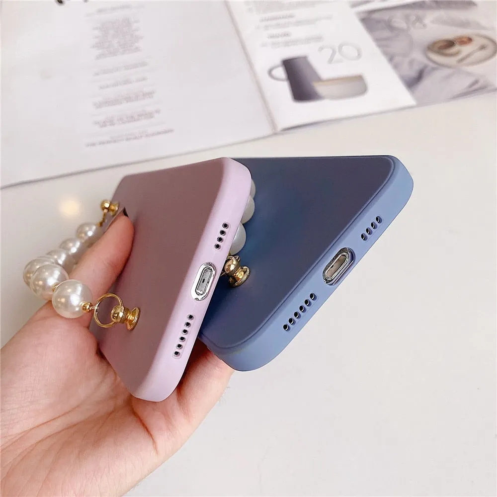 Anymob iPhone Teal Love Heart Pearl Bracelet Phone Case Mini Soft Silicone Back Cover
