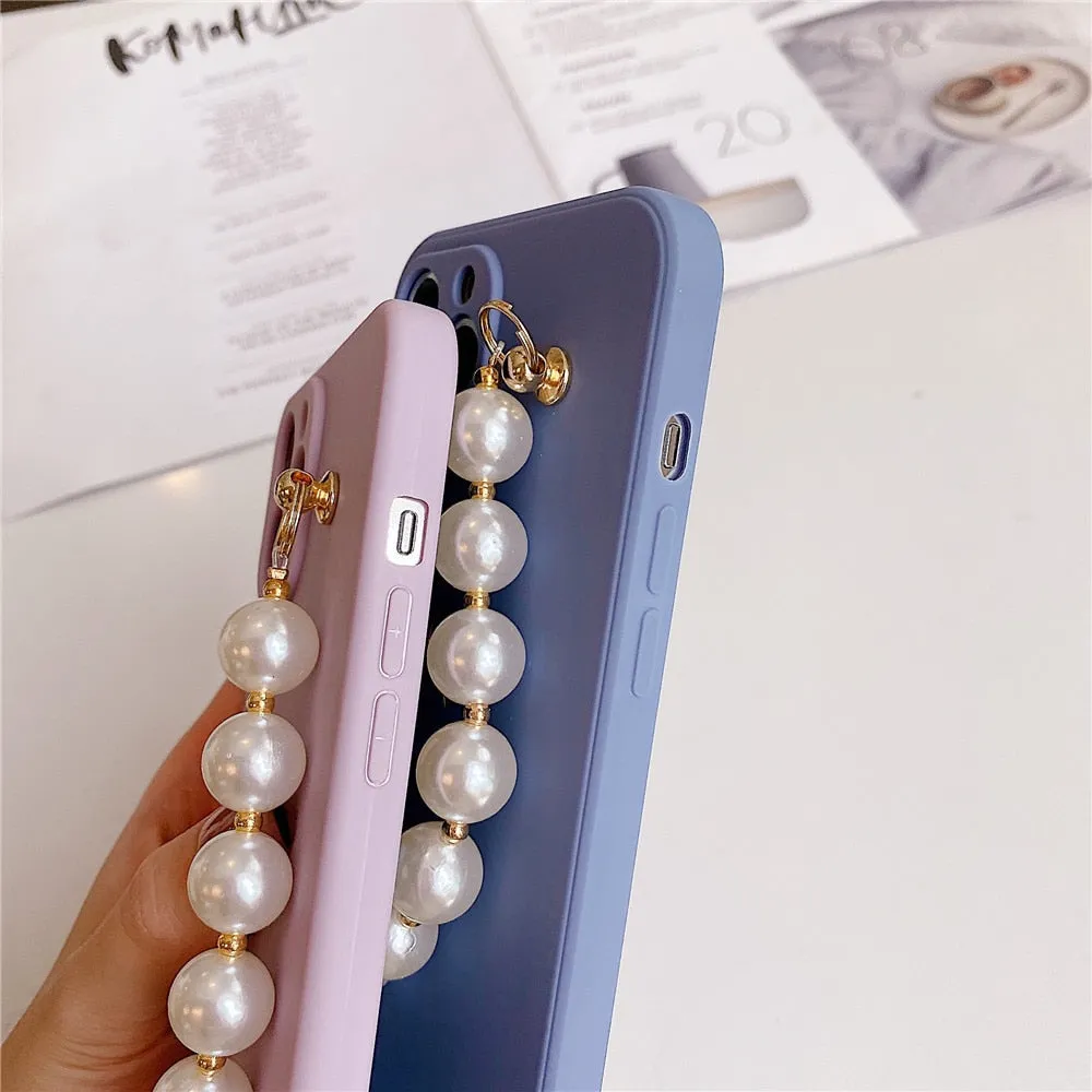 Anymob iPhone Teal Love Heart Pearl Bracelet Phone Case Mini Soft Silicone Back Cover