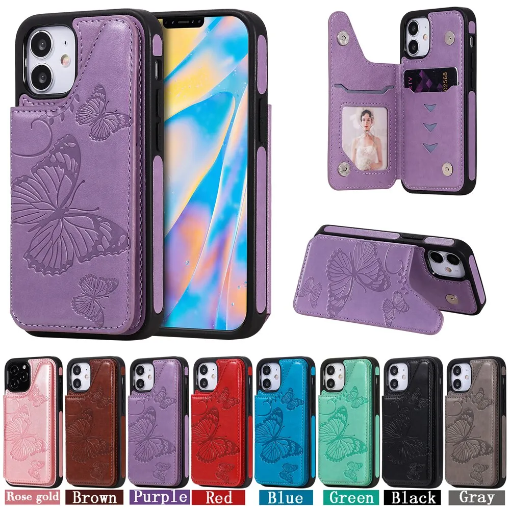 Anymob iPhone Violet 3D Butterfly Flip Leather Case Mini Wallet Book Cover