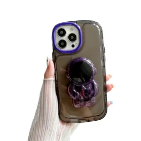 Anymob iPhone Violet Astronaut Holder Phone Case Transparent Shockproof Bumper Back Cover