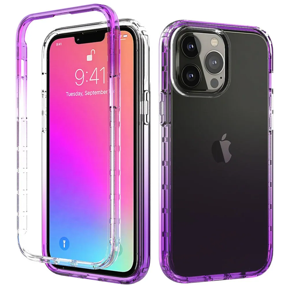 Anymob iPhone Violet Transparent Gradient Bumper Phone Case Silicone Shockproof Cover