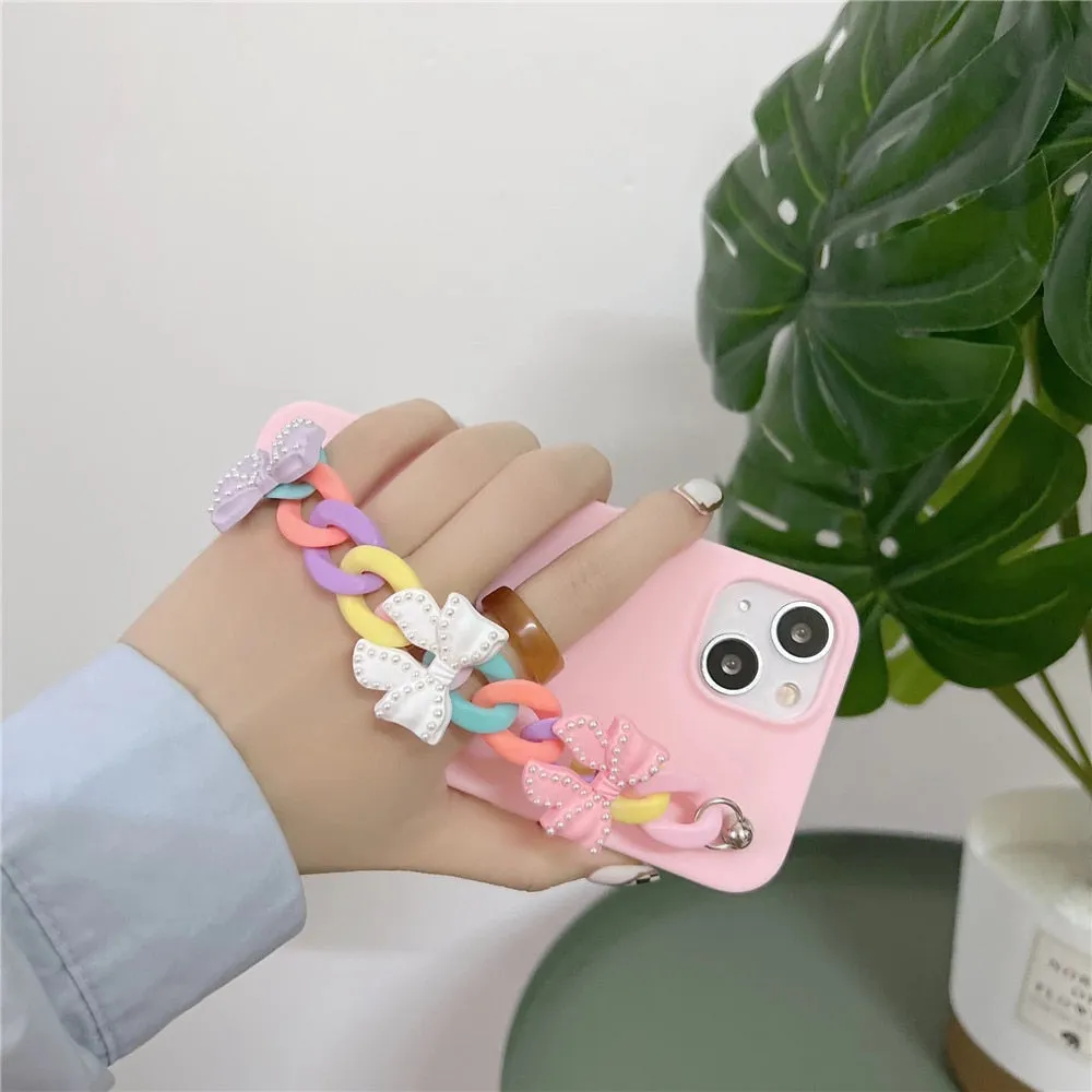 Anymob iPhone White Bracelet Phone Case Mini Colorful Chain Soft Silicon Cover