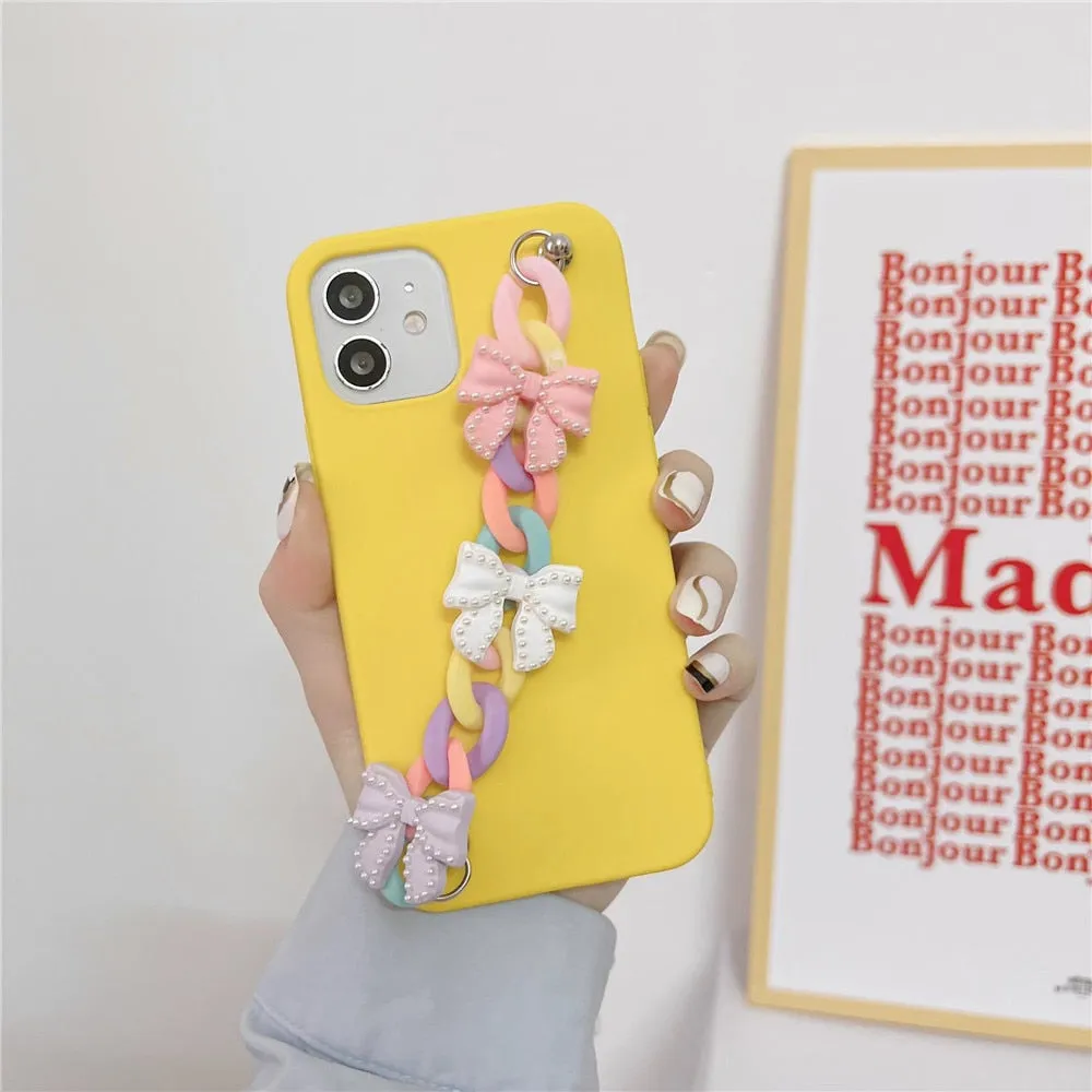 Anymob iPhone White Bracelet Phone Case Mini Colorful Chain Soft Silicon Cover