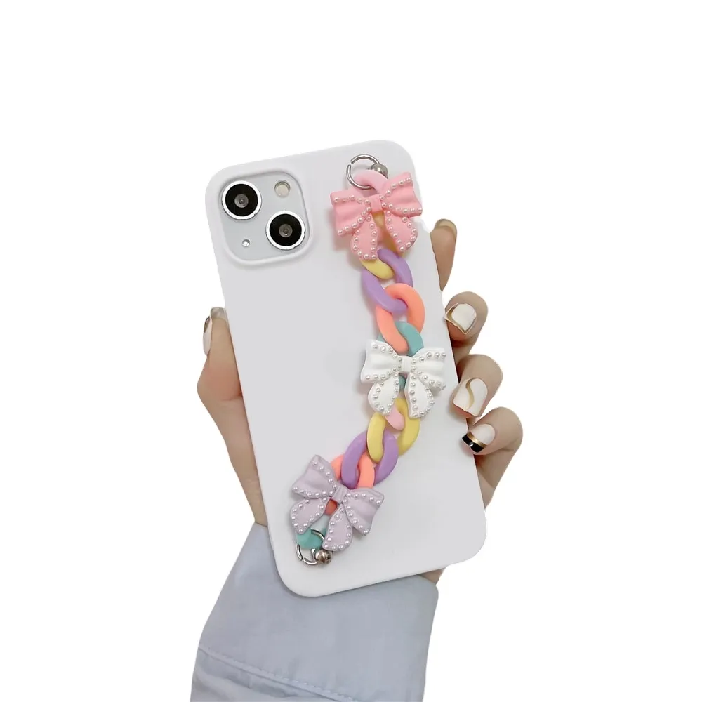 Anymob iPhone White Bracelet Phone Case Mini Colorful Chain Soft Silicon Cover